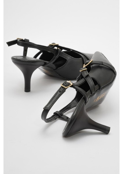 Kadın Sivri Burun Topuklu Ayakkabı SİYAH CİLT indirimleri