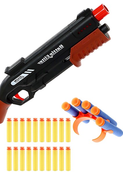 Elite Sünger Atan Shotgun Yapışkanlı Mermi Atan Pompalı 25 Mermili Oyuncak Pompalı Kahverengi 1 Adet modelleri