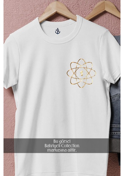 Oversize Gold Atom Çekirdeği Cep Tasarımlı Unisex T-Shirt fiyatları