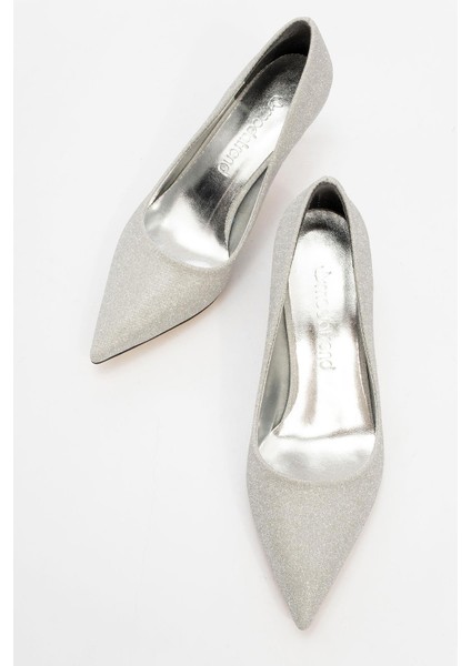 Kadın Sivri Burunlu Stiletto Gümüş Sim indirimleri