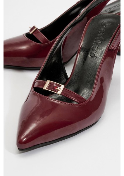 Kadın Arkası Açık Tokalı Topuklu Ayakkabı BORDO RUGAN indirimleri