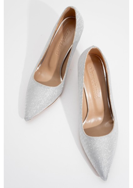 Kadın Sivri Burunlu Stiletto Gümüş Sim indirimleri