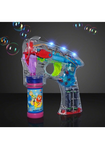 2 Adet Vıp Renkli Işıklı Köpük Tabancası Bubbles Gun Baloncuk Tabancası +4 Adet Yedek Köpük Solüsyon 1 Adet