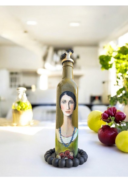 500 ml El Yapımı Kadın Portreli Cam Yağdanlık | Sosluk, Sirkelik, Mutfak & Sofra Aksesuarı, Sunum