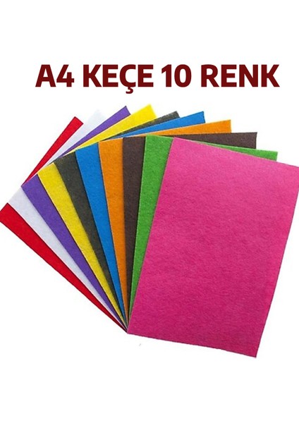 10 Adet A4 Keçe Karışık Renk 20X30 Cm.