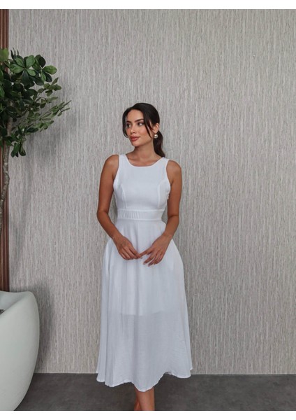 Kalın Askı Keten Cepli Elbise fiyatları