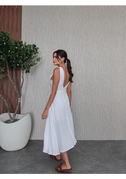 Kalın Askı Keten Cepli Elbise indirimleri