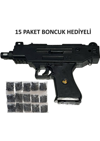 Elite Boncuklu Uzi Silah + 15 Paket Mermi 1 Adet