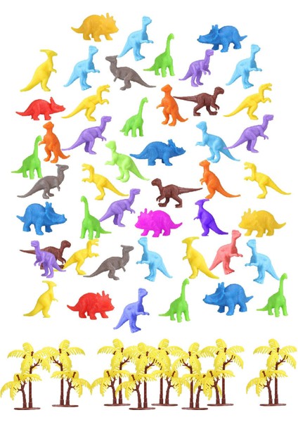Elite Toy Play 48 Parça Renkli Mini Dinozor Figür Seti 4-6 cm SKU683 1 Adet