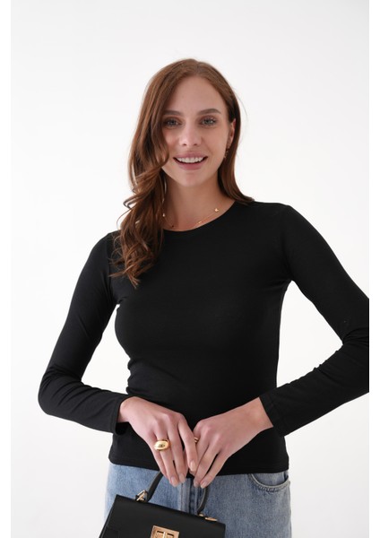 Bisiklet Yaka Siyah Basic Uzun Kol Body / Bluz fırsatları