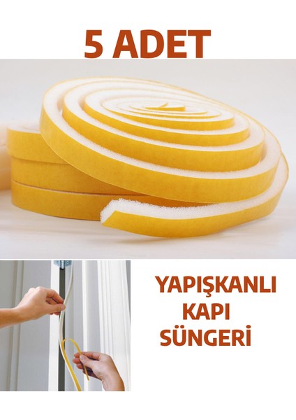 5 Adet Yapışkanlı Kapı Bandı Isı Yalıtım Süngeri