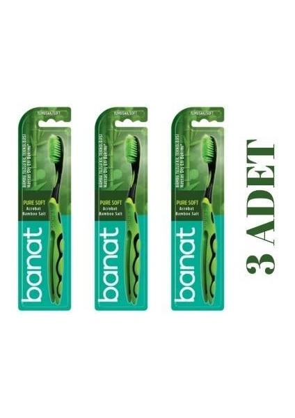 Banat Bamboo Salt Diş Fırçası- (Yumuşak) 3'lü Set