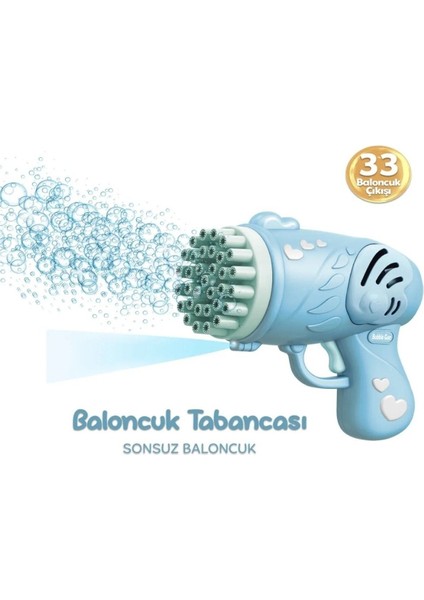 Kanal Işıklı Pilli Baloncuk Makinesi Baloncuk Tabancası Köpük Tabancası Bubble Gun Mavi 1 Adet