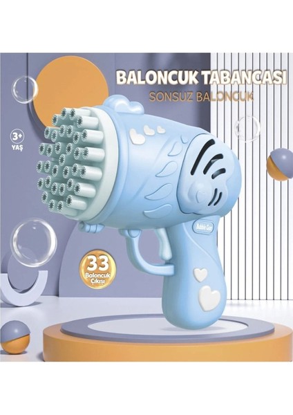 Kanal Işıklı Pilli Baloncuk Makinesi Baloncuk Tabancası Köpük Tabancası Bubble Gun Mavi 1 Adet