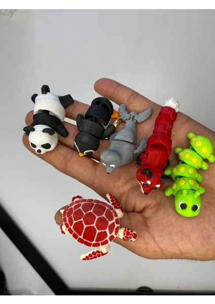 Elite Organik 6'lı Hayvan Figür Seti - Kaplumbağa, Tilki, Penguen, Panda, Deniz Aslanı, Tırtıl 1 Adet modelleri