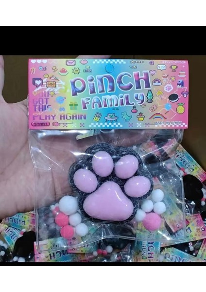 Elite Kedi Patisi-Taba Sukuşi - Squishy Pati- Tüylü Pati - Oyuncak (Siyah) 1 Adet