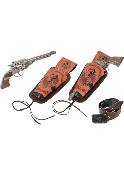Elite 2'li Metal Kovboy Tabancası Kapsül Patlatan Revolver Silah Seti 1 Adet