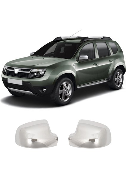 Dacia Duster Uyumlu 2013-2017 Krom Ayna Kapağı 2 Parça Paslanmaz Çelik