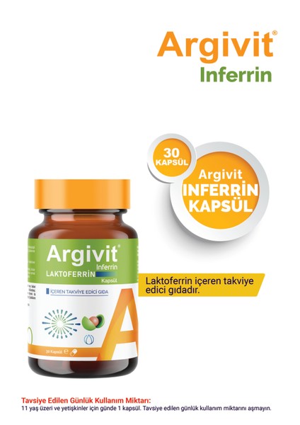 İnferrin Laktoferrin İçeren Takviye Edici Gıda 30 Kapsül 3'lü Paket