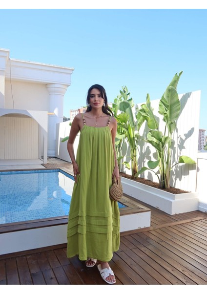 Boncuk Askılı Müslin Elbise modelleri