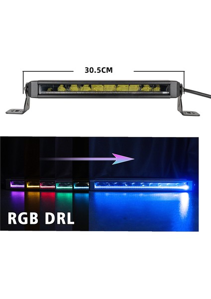 Güçlü Offroad Gündüz Ledli Sis Lambası 30,5cm Led, Beyaz-Sarı