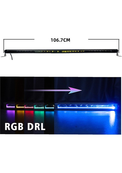 Güçlü Offroad Sis Lambası 106,7CM - Çift Renk Led, 200W Beyaz-Sarı Tek Adet