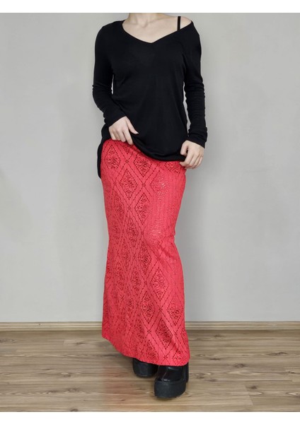 Retro Dantel Dar Maxi Etek