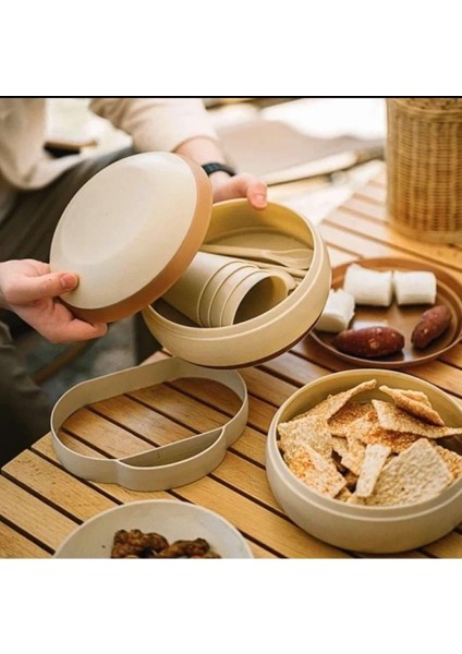 Piknik Seti 32 Parça Piknik Seti – Silindir Çantalı | Kamp, Plaj, Bahçe, Doğa Yürüyüşü