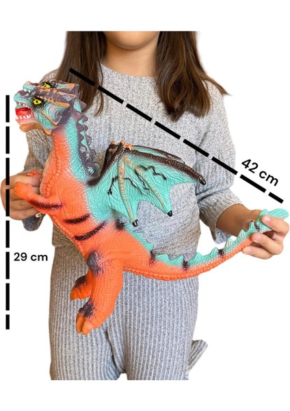 Elite Ejderha 3 Başlı Sesli Soft Yumuşak Oyuncak Dinozor Büyük Boy 1 Adet