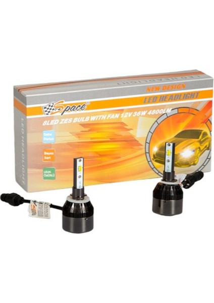 H27 Tip LED Far Ampulü Çift Renk Sarı/beyaz 36W-4800LM-12V 2'li Takım fiyatları