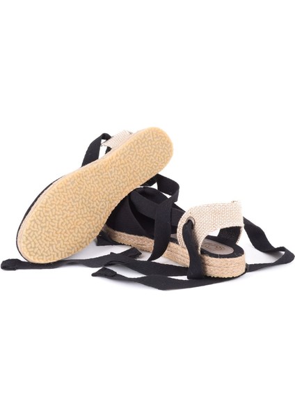 Gerçek Elişi Ipli Düz Topuk Keten Espadril Handmade
