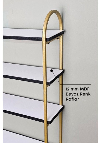 Dekoratif Metal Duvar Rafı (4 Raflı)