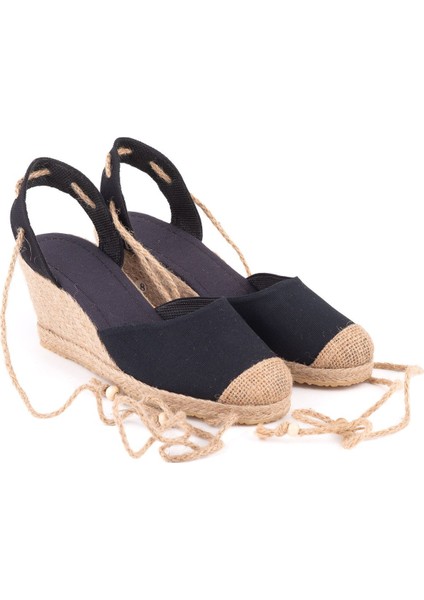 Gerçek Elişi Bilekten Bağcıklı Topuğu Açık Dolgu Topuk Keten Hasır Kadın Espadril Handmade fırsatları