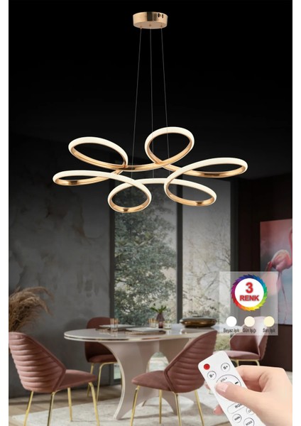 Istanbul Avize Megie Gold Kumandalı LED Üç Renk Lüx Modern Ledli Avize