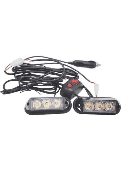 Güçlü 12W Çakar Lamba 3x2 LED - 12-24V Amber