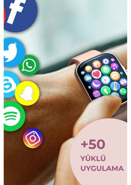 G21 Plus Mini Kadın Akıllı Saat | 41mm | 4 Kordonlu | Kolye & Küpe & Bileklik Hediyeli | Bluetooth Arama | Uyku ve Nabız Takibi