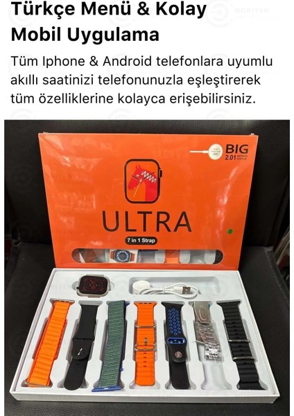 Watch 9 49MM 7 Kordon Hediyeli 7in1 Spor Sağlık Sensörlü Ios Android Uyumlu Smart Akıllı Saat