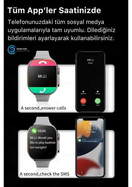 Watch 9 49MM 7 Kordon Hediyeli 7in1 Spor Sağlık Sensörlü Ios Android Uyumlu Smart Akıllı Saat