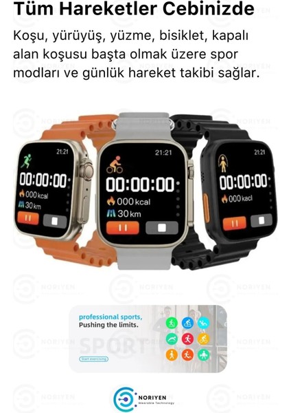 Watch 9 49MM 7 Kordon Hediyeli 7in1 Spor Sağlık Sensörlü Ios Android Uyumlu Smart Akıllı Saat