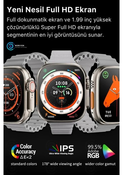 Watch 9 49MM 7 Kordon Hediyeli 7in1 Spor Sağlık Sensörlü Ios Android Uyumlu Smart Akıllı Saat