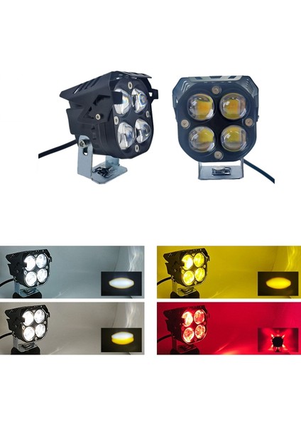Offroad Sis Lambası 7.8 x 7.8 x 7.1cm Kırmızı Gündüz Ledli Çakarsız 12-60V Set