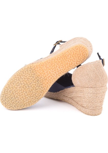 Gerçek Elişi Hasır Dolgu Topuk Keten Hasır Kadın Espadril Handmade
