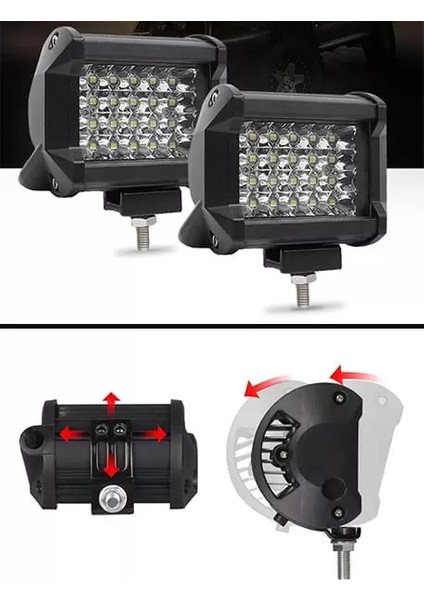 Güçlü 72W 24 LED Sis Lambası - Offroad Aydınlatma - Beyaz