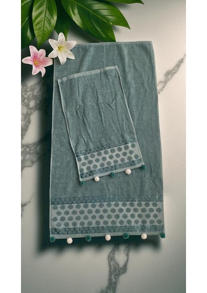 Analı Kızlı Pomponlu 2 Li Havlu Set fiyatları