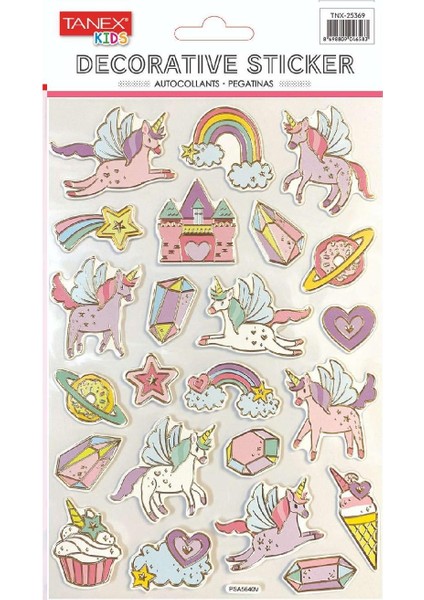 Kids Sticker Puffy Yaldızlı Unicorn Serisi 23 Parça (25369)