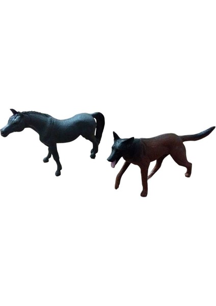 Elite Oyuncak Çitlik Hayvan Serisi Köpek Lama At Eşek 4lü Poşet Hayvan Köpek ve Lama Beraber Set Y058 1 Adet