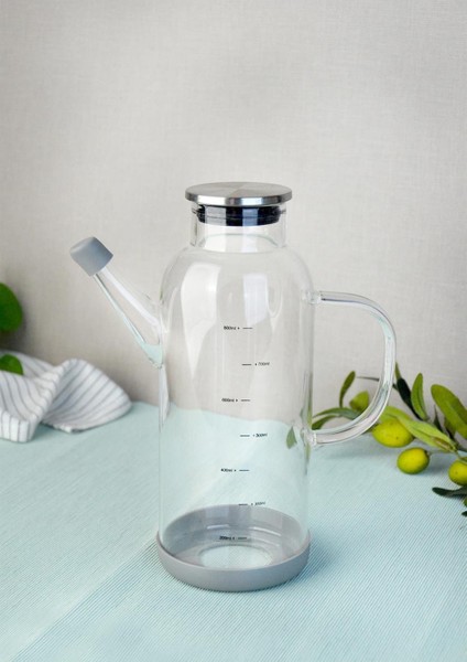 Alisa Metal Kapaklı Yuvarlak Cam Yağlık 800 ml 401196