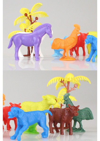 Elite Toy Play 48 Parça Renkli Mini Çiftlik Hayvanları Figür Seti 4-6 cm SKU676 1 Adet