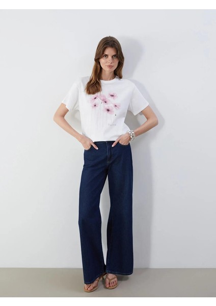 Lcw Vision Bisiklet Yaka Çiçek Baskılı Kadın Tişört (S5) fiyatları