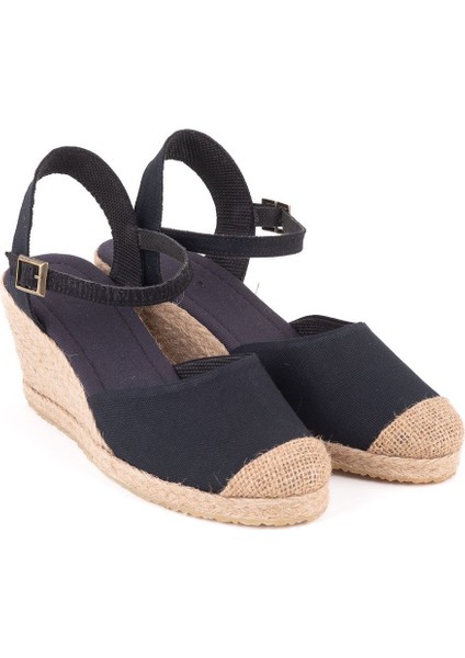 Topuğu Açık Burnu Hasırlı Bilekten Bantlı Dolgu Topuk Keten Hasır Kadın Espadril fırsatları